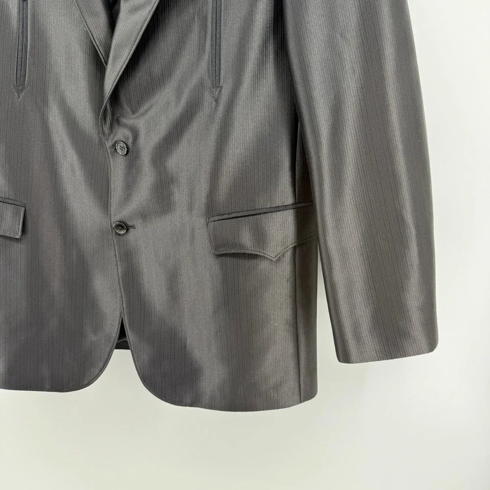 Circle S Texas Western Blazer Men 46L Black Textured Contrast‎ Yoke Sport Coat